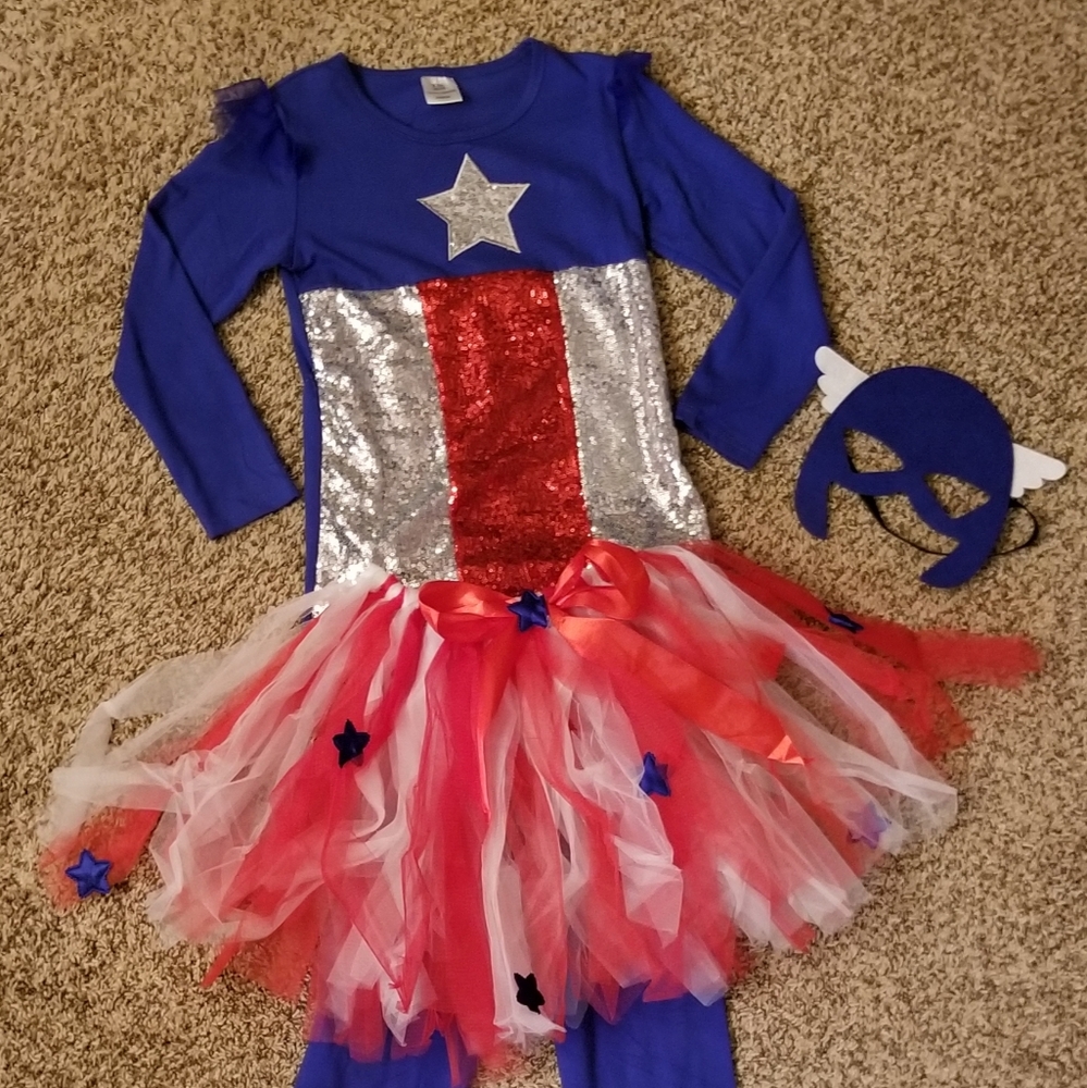 Girls boutique captain America costume size 7-10